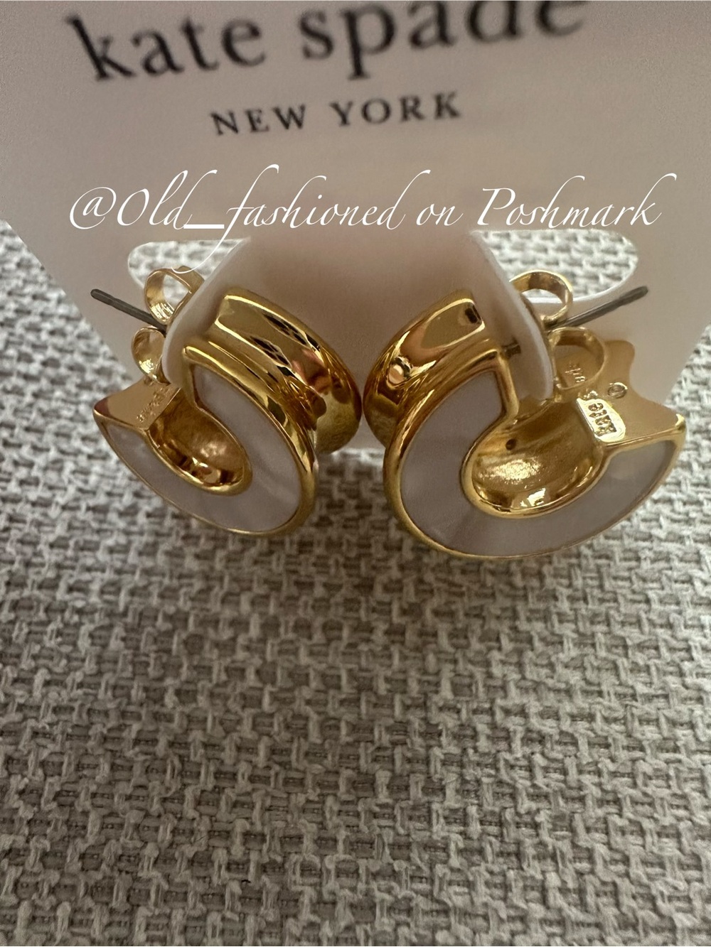 KATE SPADE Bold Small Hoops - Cream Multi - Picture 7 of 11